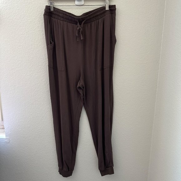 Splendid High Rise Joggers Relax Fit Solid Brown Color Sz L - Picture 2 of 8